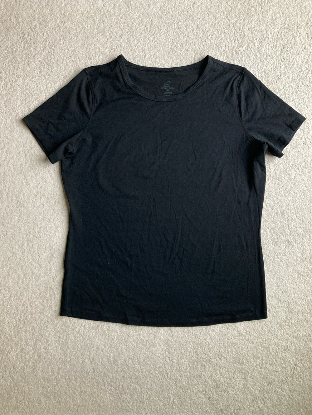 Woolx Liza black merino wool blend tee
